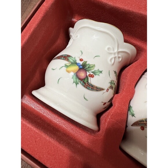 Lenox Holiday Tartan 3 Votive Candle Holders Different Vase Shapes New Open Box - Picture 7 of 10